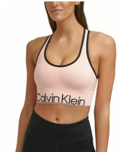 New Calvin Klein Performance Small Women's Sports Bra Peach - Picture 1 of 8