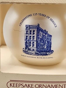 First National Bank Building, 2002 Winter Lights Beatrice Nebraska Ball Ornament - Picture 1 of 3