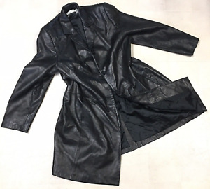 Lord & Taylor Woman Trench Coat Black Leather Women's 18W Jacket Butter Soft