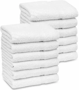 Pack of 12 White 22"X44" 100% Cotton 7 lb Economy Hotel / Gym/Spa Bath Towels - Picture 1 of 4