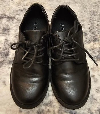 Boys Children's Place Black Lace Up Formal Dress Shoes Size 4 Black ~ Used  - Image 1 of 4