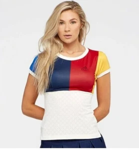 Adidas Girls T-shirt Top Junior Kids Youth Club Tennis Colour Block - Picture 1 of 4