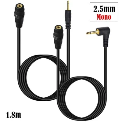 Cabo adaptador de áudio extensão 2,5 mm macho para fêmea mini mono TS 2 condutores - Imagem 1 de 4