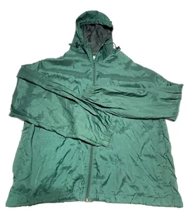 Vintage Honors Sz Med Made in Ukraine Zip Green Crinkle Nylon Drawstring Hoodie - Picture 1 of 10