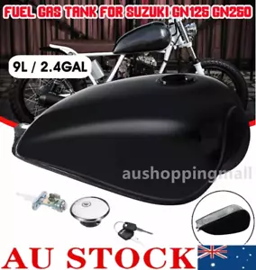 9L 2.4 Gallon Motorcycle Fuel Gas Tank Fit For Suzuki GN125 GN250 Cafe Racer AU - Picture 1 of 12