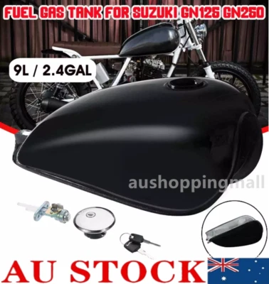 9L 2.4 Gallon Motorcycle Fuel Gas Tank Fit For Suzuki GN125 GN250 Cafe Racer AU - image 1 of 4