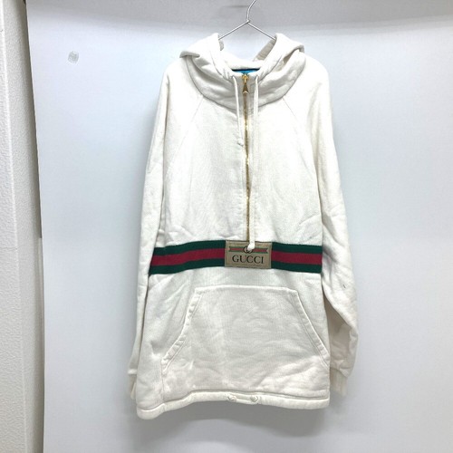 GUCCI 652682 Paperino Mezza Zip Pullover Parka Parka Cotone Bianco Multicolore