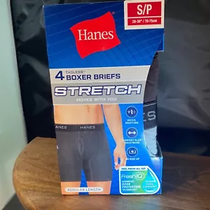 Hanes Men 4-Pk Boxer Briefs Stretch Comfort Flex Waistband Wicking Sz Sml 28-30" - Picture 1 of 24