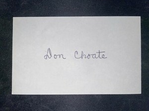1960 GIANTS: Don Choate, SIGNED 3x5 Card (JS), D.2018