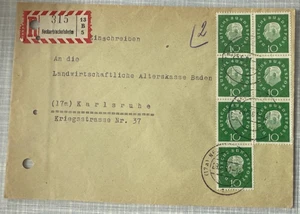 Bund - Heuss - Mi.-Nr. 303 auf Brief - 7er-Einheit - Bild 1 von 2