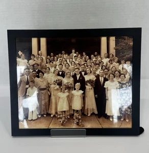 ATQ Wedding Photo Large Group Circa 1900’s Black & White Church Frames 11x9” - Picture 1 of 8