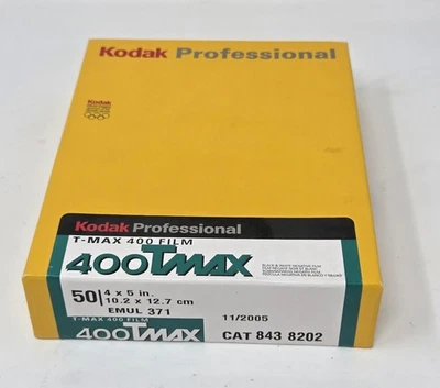 50 Sheets Kodak T-Max 400 Professional Black and White 4" x 5" Expired 2005 New - Image 1 of 3