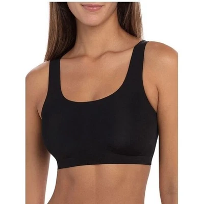 Sujetador sin costuras No Boundaries cuello redondo negro inalámbrico elástico cómodo M Foto 1 de 4