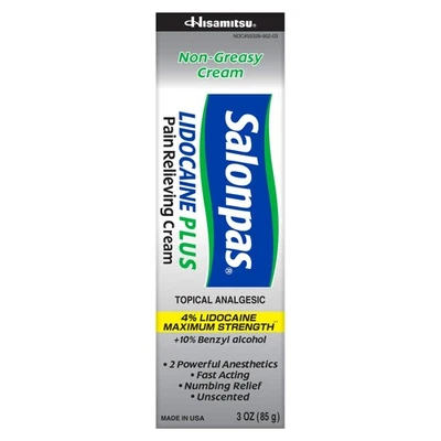 Salonpas Lidocaine Plus Pain Relieving Cream, 3 Ounce Tube - Image 1 of 4