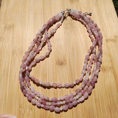 Jay King DTR mine finds multi strand rose quartz necklace 925 Sterling Silver - Image 1 of 4