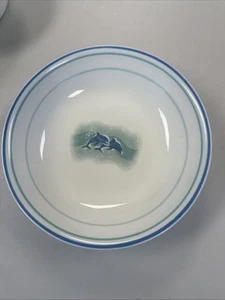 Vintage Corelle Dolphin Ocean Dance Bowls 8.75 Inches Wide. Set Of 4 See Chip - Picture 1 of 4