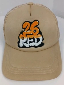 26 Red Hat Cap Foam Crown Snapback Trucker Skater Hipster Graffiti Logo Tan - Picture 1 of 21