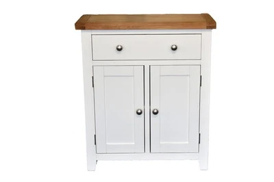 Harrogate White Slim Sideboard Solid Oak and Pine 2 Doors 2 Drawers - Image 1 of 4