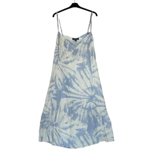 Modcloth Slip Dress 3X Tie Dye Mini Blue Plus Size White NWT Fit & Flare Y2K - Picture 1 of 8