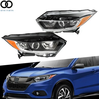Headlights Halogen Black Headlamp W/ LED DRL For 2019 2020 2021 Honda HRV HR-V - Image 1 of 4