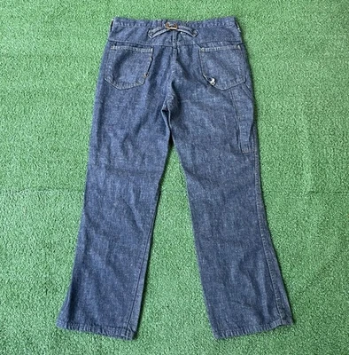Размер 32 x 28 - винтажный 60-х K-Mart пряжка назад колокольчик низ джинсы мужчин темно стирка США! - Изображение 1 из 4