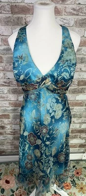 Vestido halter midi de seda Cache Y2K azul aguamarina para mujer talla 10’s Foto 1 de 4