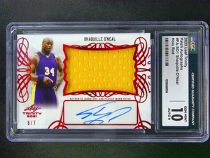 2023 Leaf Trinity Shaquille O'Neal Auto Patch Holo Red /7 CGC 10 - Picture 1 of 2