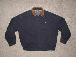 Vintage Polo Ralph Lauren Harrington Jacke Navy Gr. XXL kariert gefüttert Cordkragen - Bild 1 von 6