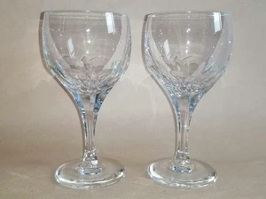 Denby Atlantis Full Lead Crystal Small Wine Glasses x2 Portugal Hand Blown + Cut - Picture 1 of 6