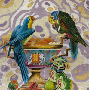 Needlepoint Handpainted Colors of Praise Funky Feathered Friends 14x14 AN532 - Picture 1 of 4
