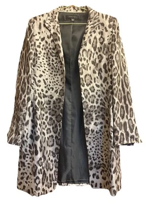 Plumero/chaqueta Anne Klein para mujer 100 % seda estampado animal negra y gris nueva sin etiquetas Foto 1 de 4