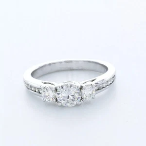 14K Gold 3-Stone Engagement Ring Trellis 1.71 CT Round Lab-Grown Diamond D VS2 - Picture 1 of 11