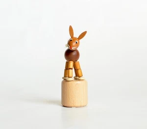 Wooden Toy Craft Push Toy Rabbit Height=3 5/16in New Toy Wiggle Wobble Animal - Picture 1 of 3