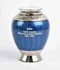 Small Tealight Cremation Ashes Urn Blue Funeral Memorial Fully Personalised