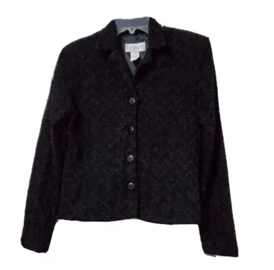 21-006 Suéter/Chaqueta Para Mujer ANEXO DE ESQUINA INFORMAL Botón Frontal Negro TALLA M Foto 1 de 4