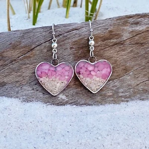 Pendientes corazón arena guijarro rosa - Imagen 1 de 1