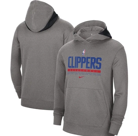 Nike LA Clippers Men's Charcoal Spotlight On Court Practice Pullover Hoodie Sz M Cover