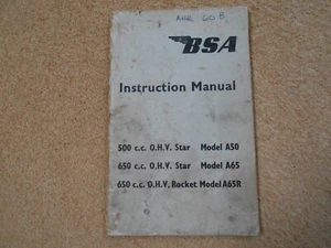 BSA Bedienungsanleitung, BSA Modell A50, A65 & A65R, im vorgefundenen gebrauchten Zustand. - Bild 1 von 4