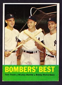 1963 TOPPS #173 TOM TRESH/MICKEY MANTLE/BOBBY RICHARDSON YANKEES - Picture 1 of 3