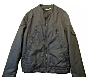 DKNY Biker Moto Full Zip Jacket Denim Mens Size XL Black - Picture 1 of 3