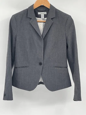 H&M Blazer Suit Jacket Women Size 8 Gray Slim Fit - Image 1 of 4