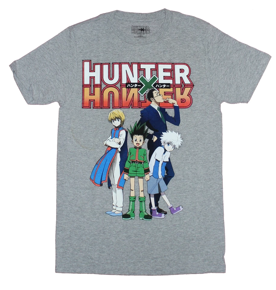 Camiseta Hunter X Hunter Para Hombre - 4 Personajes Principales Bajo Logo Foto 1 de 1