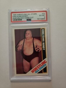 1985 O'QUINN WRESTLING KING KONG BUNDY ALL STARS #23 Perforated WWF Card Grade 6