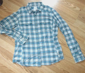 The North Face Womens Green White Plaid Flannel Cowboy Western Shirt sz Medium - Picture 1 of 5