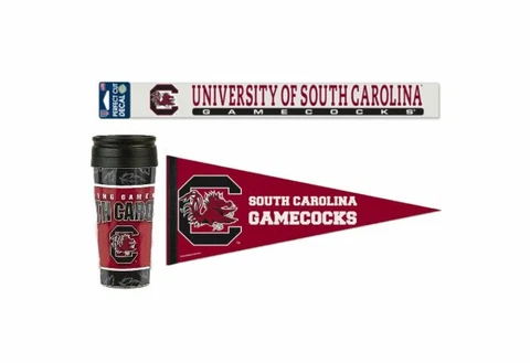 NCAA South Carolina Gamecocks Dorm Bundle - Travel Mug, Decal, Pennant Cover