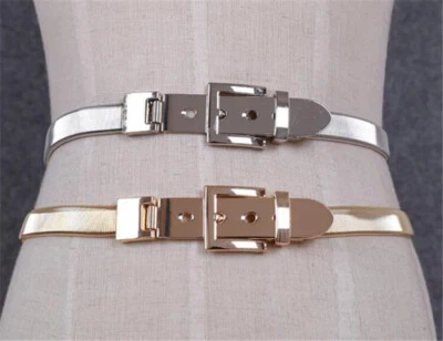 Gold/Silver Waist Belt Metal Elastic Belt Elasticated Stretch Thin Belt - image 1 of 4