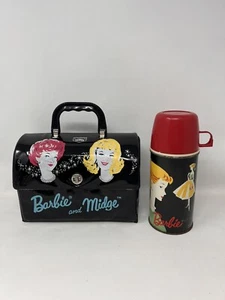 Vintage 1960’s Barbie and Midge Domed Vinyl Lunchbox and Thermos Hard To Find! - Picture 1 of 23