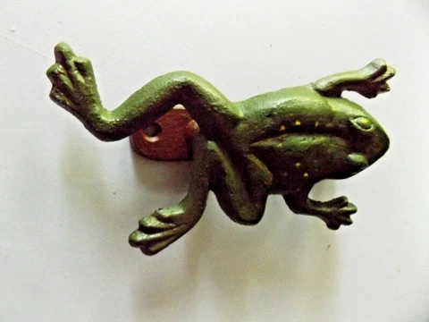 Vintage cast iron frog door knocker green  6" X 3" Cover