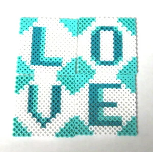 Perler Beads Set of 4 Love Letter Drinkware Coasters - Picture 1 of 5