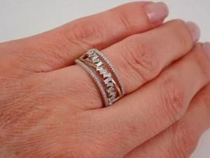 3Ct Baguette Cut Real Moissanite Eternity Ring 14k White Gold Plated - Picture 1 of 9